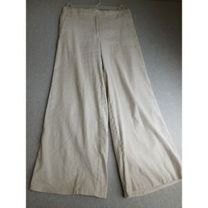 Ann Taylor Pants 6 Linen Wide Leg Trouser Office Work Career Corp Neutral